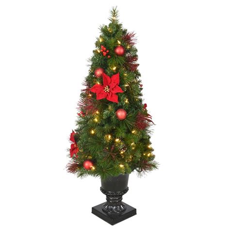 Home Accents Holiday 4 Ft Pre Lit Led Icicle Shimmer Potted Christmas
