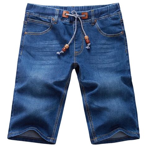 New Summer High Elastic Waist Denim Shorts Male Thin Loose Super Large Fashion Blue Breeches