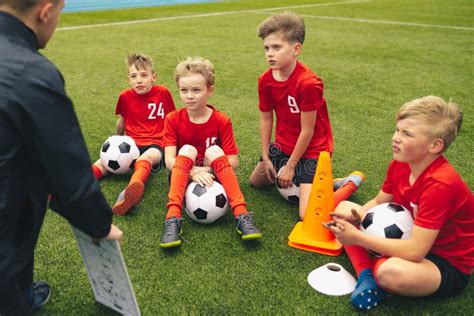 Football Coach Coaching Children Soccer Football Training Session For