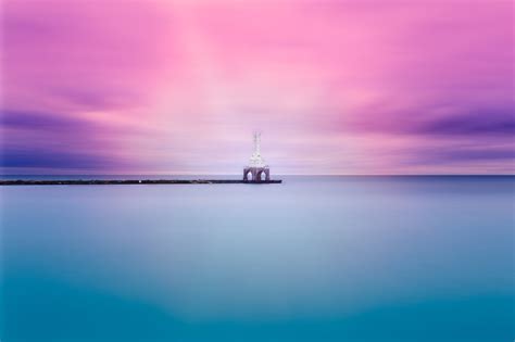 Wallpaper Colorful Sunset Sea Bay Architecture Nature