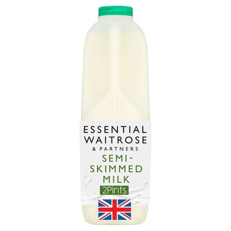 Semi Skimmed Milk 2 Pint Essential Waitrose 1136l From Ocado