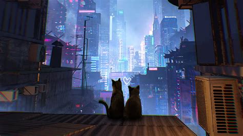 Sci Fi City Cat Hd Wallpaper Peakpx