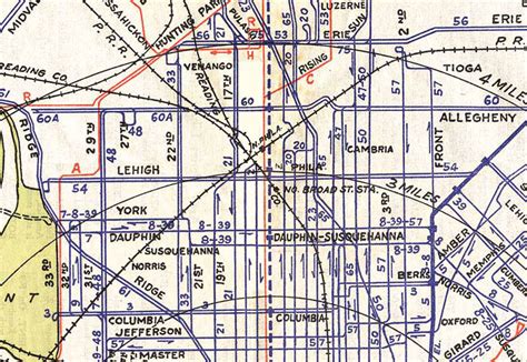 Philadelphia Trolley Tracks 1932 Prt Transit Map