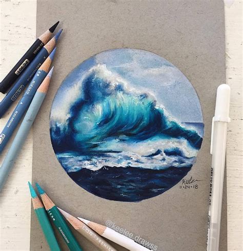 Ocean Wave Art Bunte Zeichnungen Realistische Zeichnungen