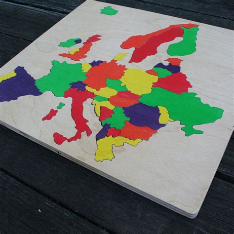 Europe Wooden Map Puzzle Handmade Wooden Name Jigsaw Puzzles Etsy