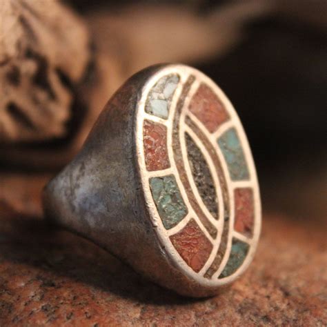 Mens Ring Vintage Navajo Native American Heavy Grams Sterling
