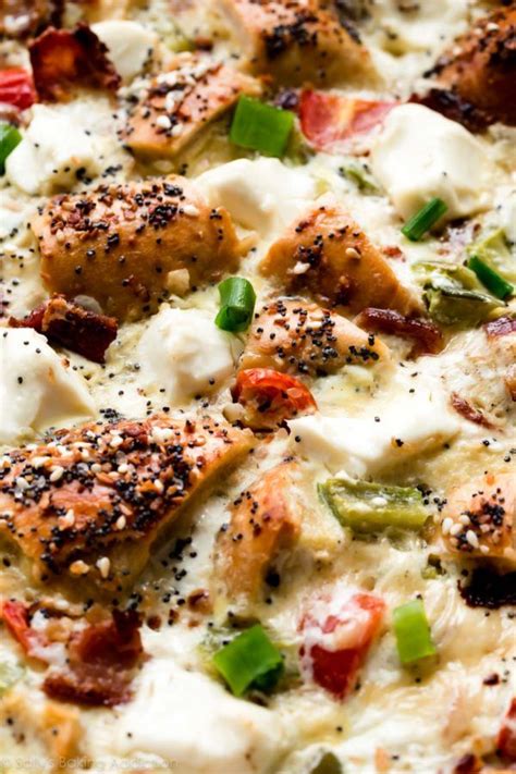 This light and fluffy savory donut is made with an egg souffle base, then topped with a creamy cheddar cheese sauce, crispy bacon crumbles, and freshly make the donuts: This everything bagel breakfast egg casserole combines ...