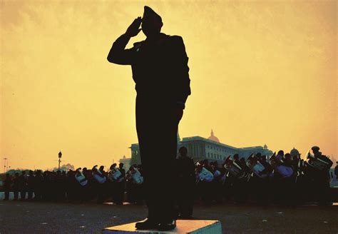 Silhouette Soldier Saluting A Colorful Nation India A Silhouette