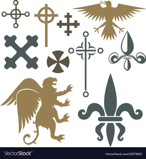 Heraldic Royal Crest Medieval Knight Elements Vector Image On Vectorstock