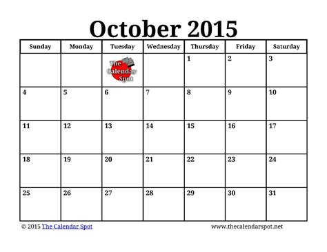 Printable October 2015 Calendar ~ Image King