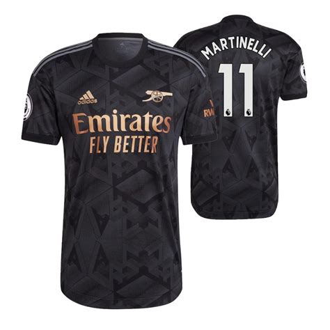 gabriel martinelli arsenal jersey 2022 23 away black authentic