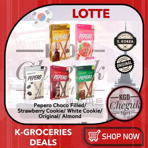 Lotte Pepero Strawberry Cookie White Choco Almond Original Nude Korean