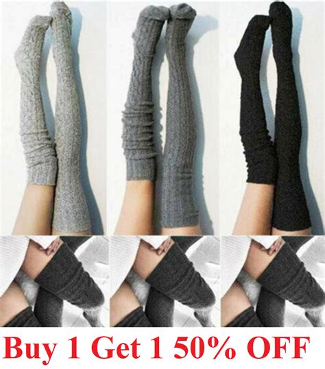 Womens Cable Knit Long Boot Stocking Socks Knee High Winter Leg
