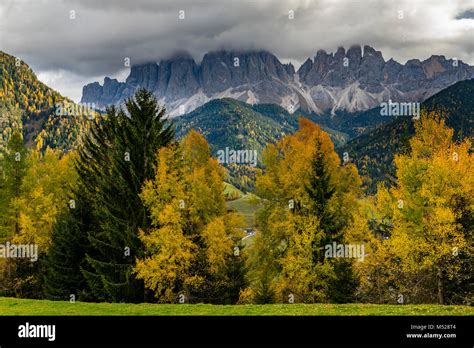 Peaks Of The Odle Group In Autumnvillnößtalst Magdalenasouth Tyrol