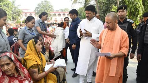janata darshan in gorakhpur cm yogi asks officials to solve people s problems at the earliest