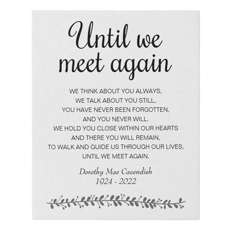 Until We Meet Again Poem Funeral Memorial Sign Zazzle Funeral