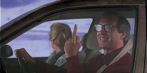 gif christmas funny christmas vacation chevy chase highway angry middle finger driving