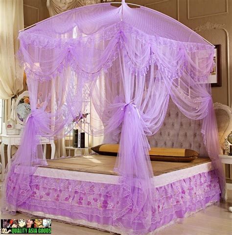 The syb bed canopy does not require grounding, and it includes a ceiling mount kit for easy installation. BED CANOPY SET include both net/curtain & frame in PURPLE ...