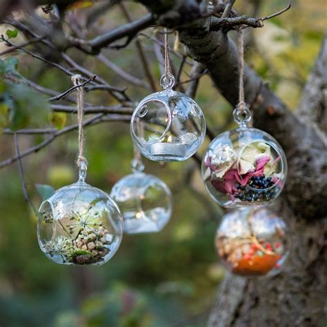 Clear Hanging Glass Bauble Ball Tealight Candle Holder Wedding Garden
