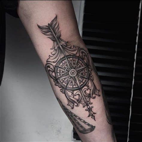 Forearm Compass Rose Tattoo Design Foto Kolekcija