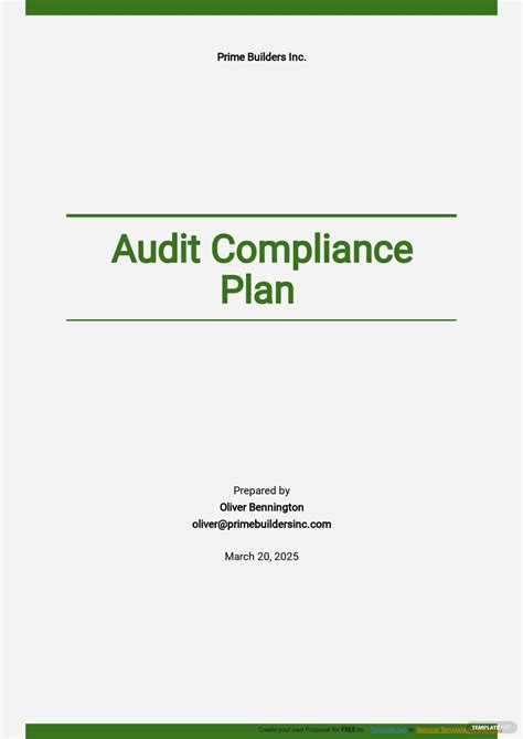 Compliance Plan Template Free
