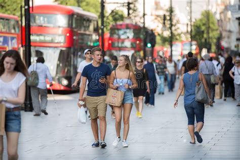 Lots Of Walking People In Oxford Street London Editorial Stock Image