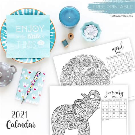Free Printable Adult Coloring Calendars For 2021 The Navage Patch