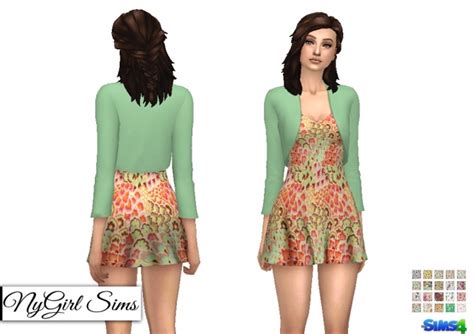 Floral Dress With Crop Jacket At Nygirl Sims Sims 4 Updates