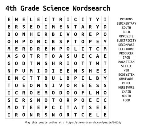 Download Word Search On 4th Grade Science Wordsearch
