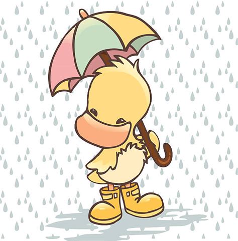 Best Cartoon Of A Duck With Umbrella Illustrations Royalty Free Vector