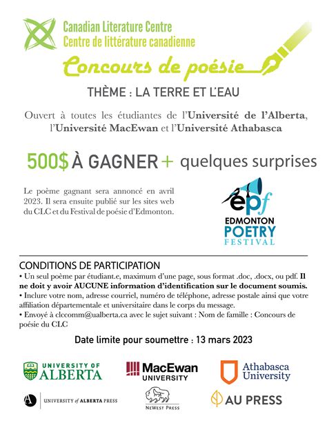 Poetry Contest Concours De Poésie Canadian Literature Centre