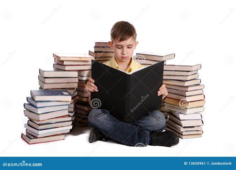 Young School Boy Reading Books Stock Image Image 13650961