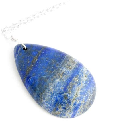 Lapis Lazuli Necklace Cobalt Blue Stone Jewelry Gold Pyrite Etsy