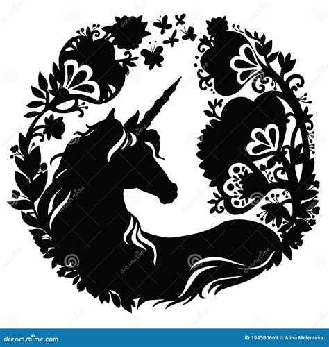 Black Silhouette Of Beauty Unicorn Vector Illustration Stock Vector