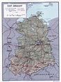 Large political and administrative map of East Germany with relief ...
