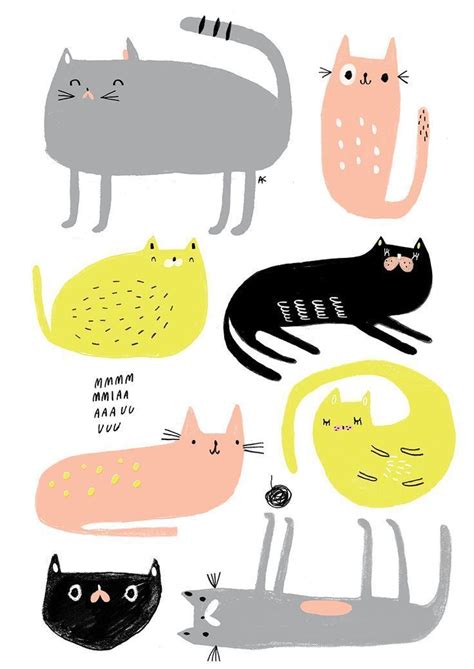 Kitty Cat Print Cat Illustration Cat Illustration Cats