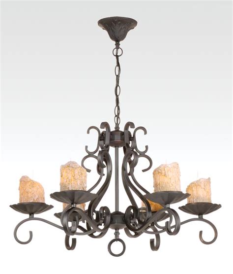 Chandelier (metal cover by leo moracchioli). Iron 6-Light Fixture w/Antique Gold Candle Covers 69803 ...