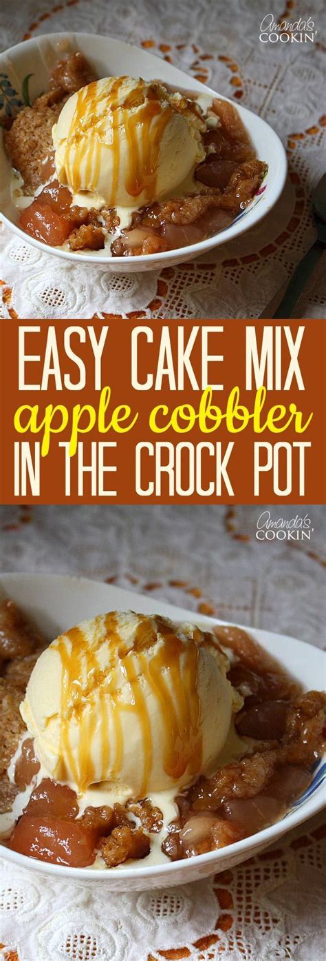 Sprinkle cinnamon on top of the apples. Cake Mix Apple Cobbler in the CrockPot | Recipes, Crock ...