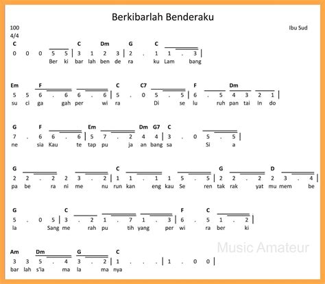 Not Angka Berkibarlah Benderaku SEPUTAR MUSIK