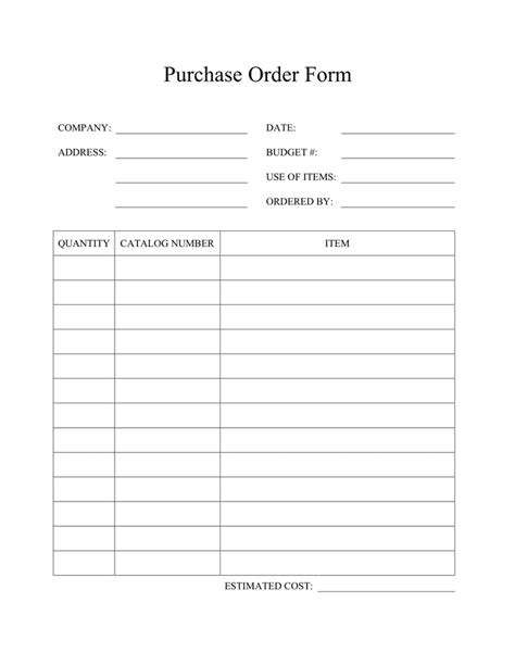 Purchase Order Template Download Free Documents For Pdf Word And Excel