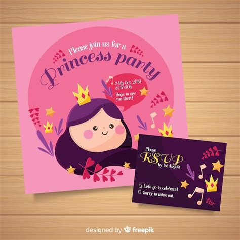 Free Vector Flat Princess Party Invitation Template