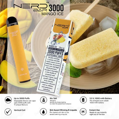 Nerd Bar Puffs Disposable Pod Vape Mango Ice Flavour Vape Ze Power