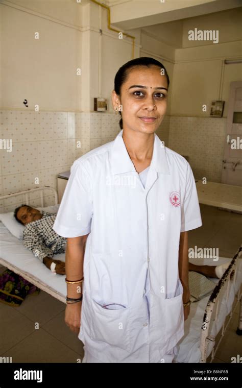 Indian Nurse On A General Ward Of The New Civil Hospital Surat