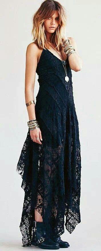 Black Lace Dress Hippie Look Hippie Style Bohemian Style Boho Rock