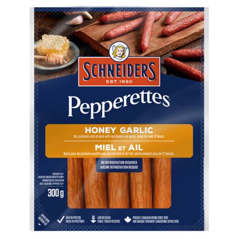schneiders pepperettes sausage sticks honey garlic 300 g voilà online groceries and offers