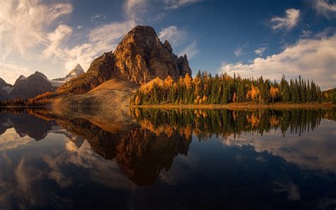Landscape Nature Lake Reflection Mountains Forest Water Fall