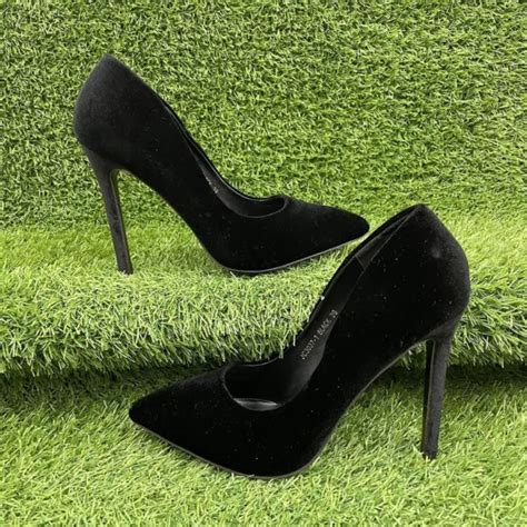 Black Velvet High Heels Pointed Toe Stilettos Y2k Size Uk 6 £14 99 Picclick Uk