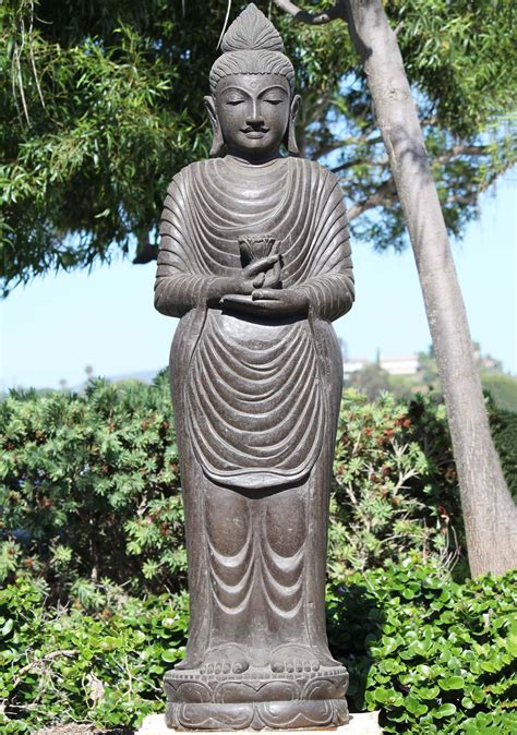 Sold Stone Gandhara Style Flower Buddha Statue 63 111ls527 Hindu