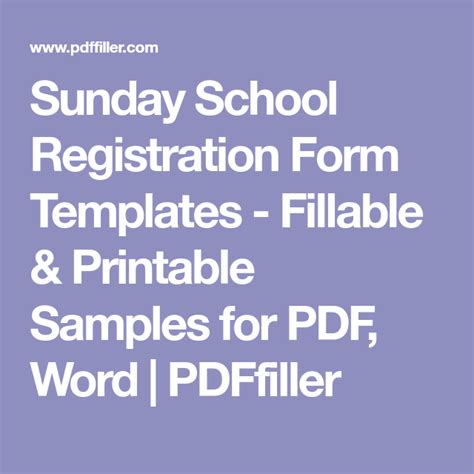 Sunday School Registration Form Templates Fillable And Printable