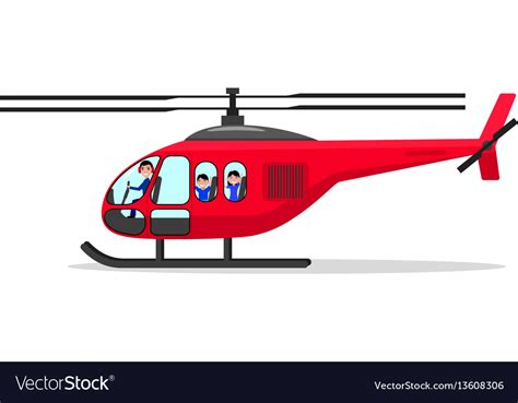 Cartoon Helicopter With Passengers Pilot Vector Image